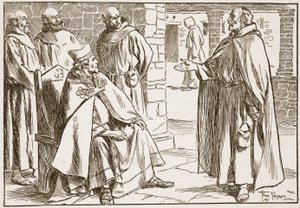 ダガン司教はローレンスとローマとケルトの聖体拝領の違いのポイントについて話しました、イラストは「イギリスの教会：人民の歴史」HDM Spence-Jonesによる出版、パブ。 c.19